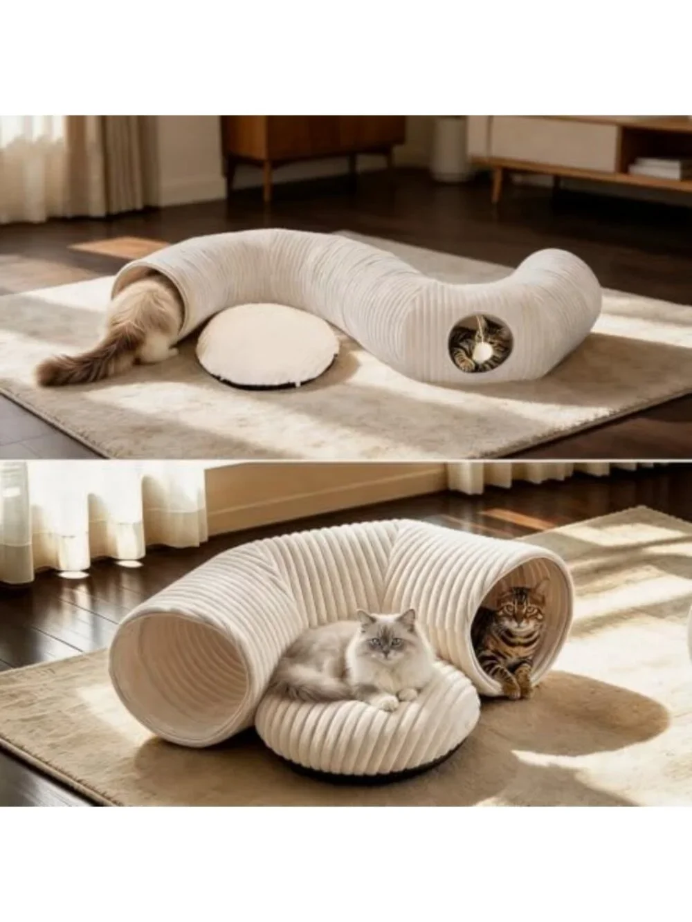 Cozy Cat Tunnel Bed with 30 Interactive Toys - Collapsible Play Tube for Kittens